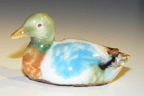 Multi-Colored Miniature Ceramic Duck Figurine-2.0 x 1.0 x 1.25