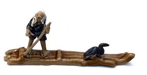 Miniature Figurine-Man Riding On Raft With Single Duck - 1.25