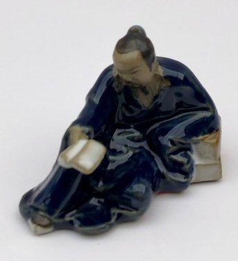 Miniature Ceramic Figurine-Man Reading Book - 2