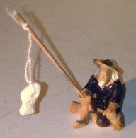 Miniature Ceramic Glazed Fisherman Figurine-Blue Small - 1.25