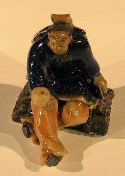 Miniature Ceramic Figurine-Man Holding Cup-2