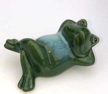 Miniature Ceramic Figurine -Frog Relaxing Lying Down - 3.0