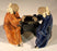 Ceramic Figurine-Two Men Sitting On A Bench Playing Chess - 2.0-Color: Orange & Blue