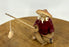 Miniature Ceramic Glazed Fisherman Figurine-Red-1.25