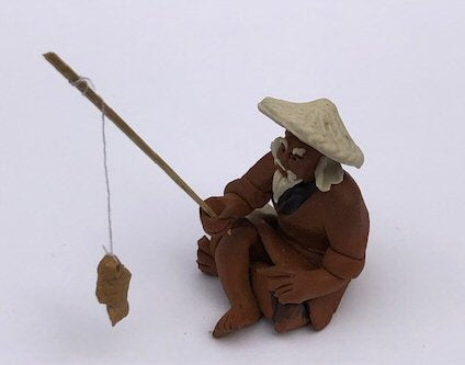 Miniature Ceramic Figurine - Unglazed Fisherman -2.0