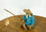 Miniature Ceramic Glazed Fisherman Figurine-Light Blue-2.0