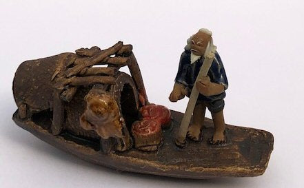 Ceramic Figurine-Man on Sampan Boat-3