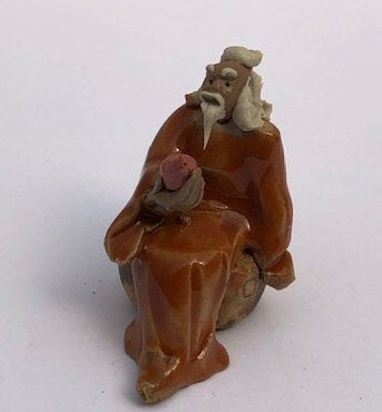 Miniature Ceramic Figurine-Man Holding Fruit - 2