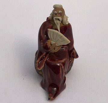 Miniature Ceramic Figurine-Man Holding Fan - 2