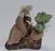 Ceramic Figurine: Mud Man Sitting with Pipe & Bonsai Tree