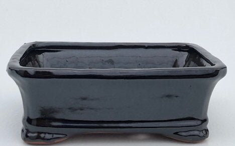 Black Ceramic Bonsai Pot - Rectangle -8 x 6.5 x 3