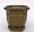 Olive Green Ceramic Bonsai Pot - Square -With Attached Humidity / Drip Tray-5.5 x 5.5 x 5.5