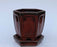 Parisian Red Ceramic Bonsai Pot - Hexagon-With Attached Humidity Drip Tray-5.5 x 5.5 x 5.5