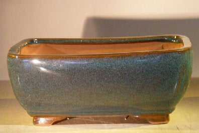 Blue / Green Ceramic Bonsai Pot - Rectangle -Professional Series-10 x 8 x 4