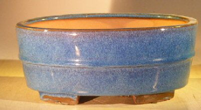 Blue Ceramic Bonsai Pot - Oval -Professional Series -10 x 8 x 4