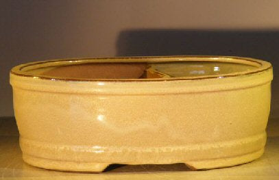 Beige Ceramic Bonsai Pot  -Land/Water Divider -10 x 8 x 3.75