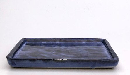 Marble Blue Ceramic Humidity / Drip Tray - Rectangle -8.25 x 6.75 x .75OD-7.5 x 6.25 x .25ID