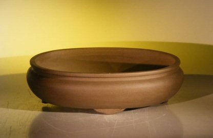 Tan Unglazed Ceramic Bonsai Pot - Oval-14.125 x 11.0 x 4.0